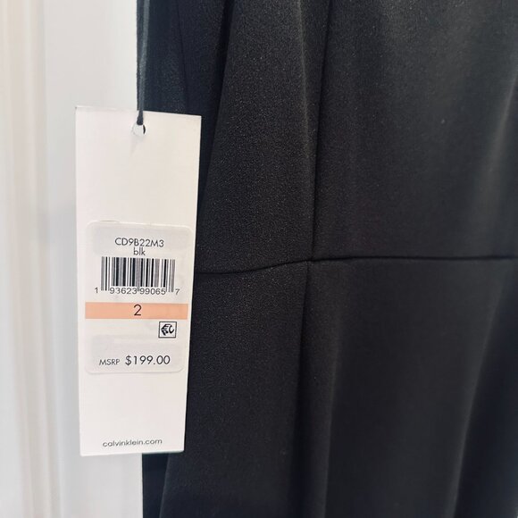 NWT CALVIN KLEIN ONE SHOULDER GRECIAN STYLE GOWN BLACK | SIZE 0 - Picture 13 of 15